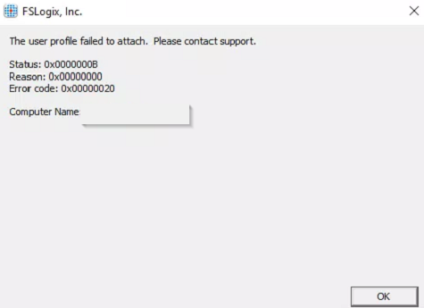 Can not mount FSLogix profile